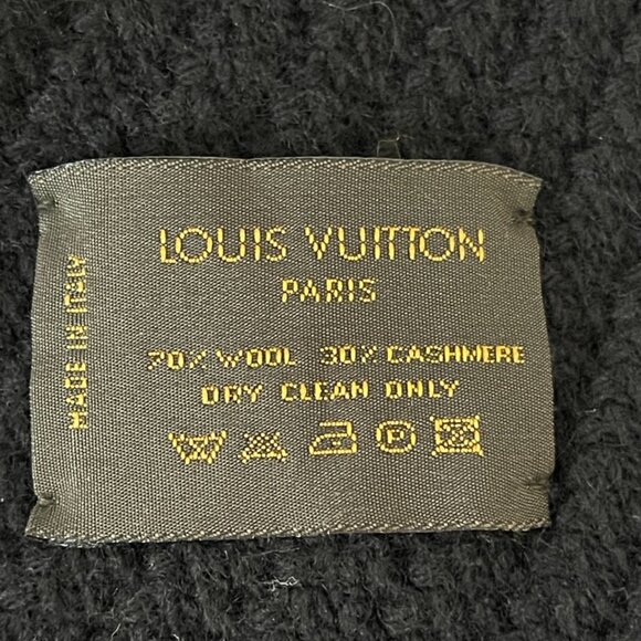 Louis Vuitton Large Rib Scarf with Pockets Wool Cashmere Blend Black Preloved - Picture 5 of 6